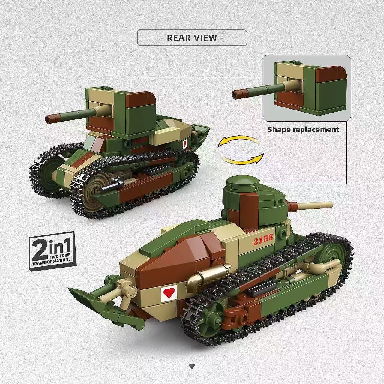 Quan Guan 300035 French 2 in 1 Renault FT Machine Gun Type Anti-Tank Type 1:35 Scale - YWOBB