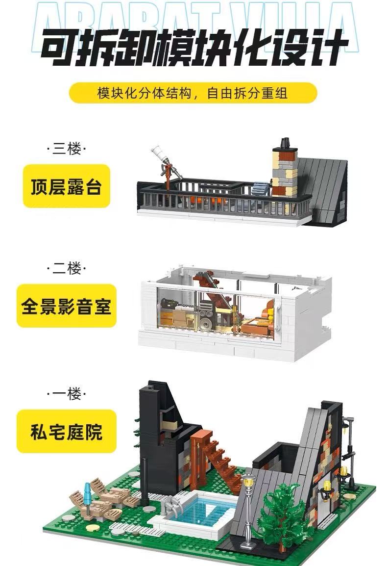 JIE STAR JJ89158 Villa Ararat with Lighting Parts - YWOBB