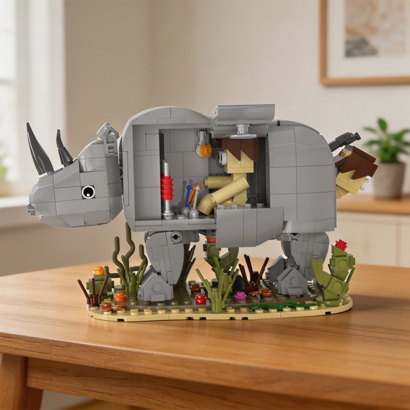 GOBRICKS MOC S1096 Ace Ventura: Pet Detective Rhino Man - YWOBB