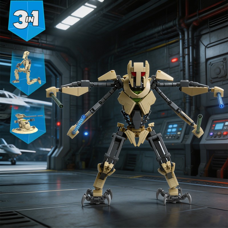 GOBRICKS MOC S1093 Star Plan General Grievous & AAT Tank & B1 Battle Droid 3 in 1 - YWOBB