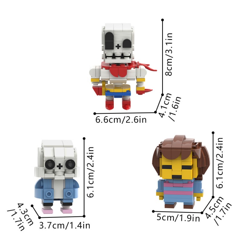 GOBRICKS MOC 235780 Undertale Frisk ,Sans & Papyrus Brickheadz - YWOBB