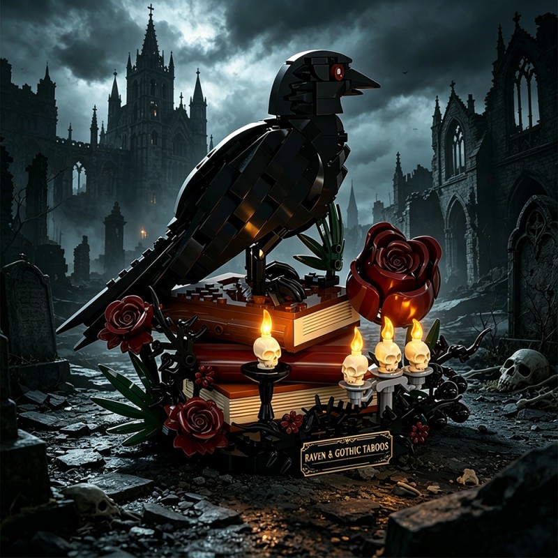 GOBRICKS MOC S1036 Gothic Raven Grimoire - YWOBB