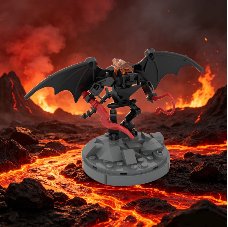 GOBRICKS MOC 243210 Tiny balrog with stand - YWOBB