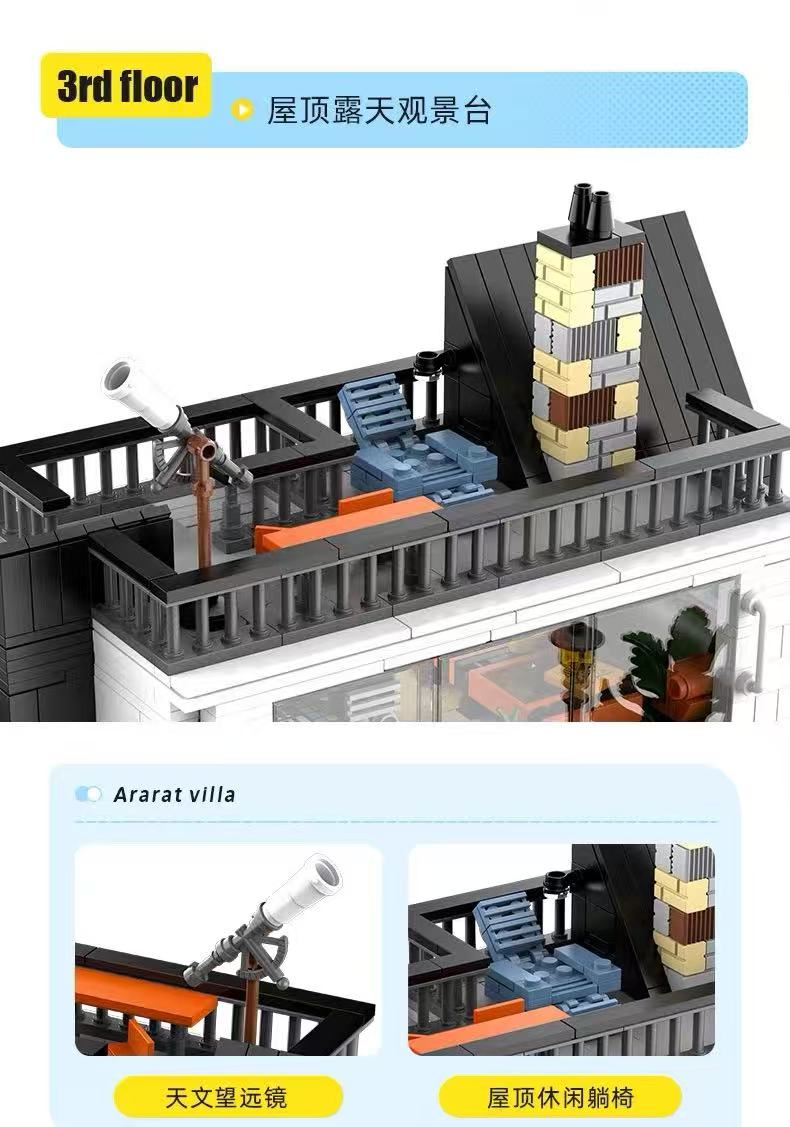 JIE STAR JJ89158 Villa Ararat with Lighting Parts - YWOBB