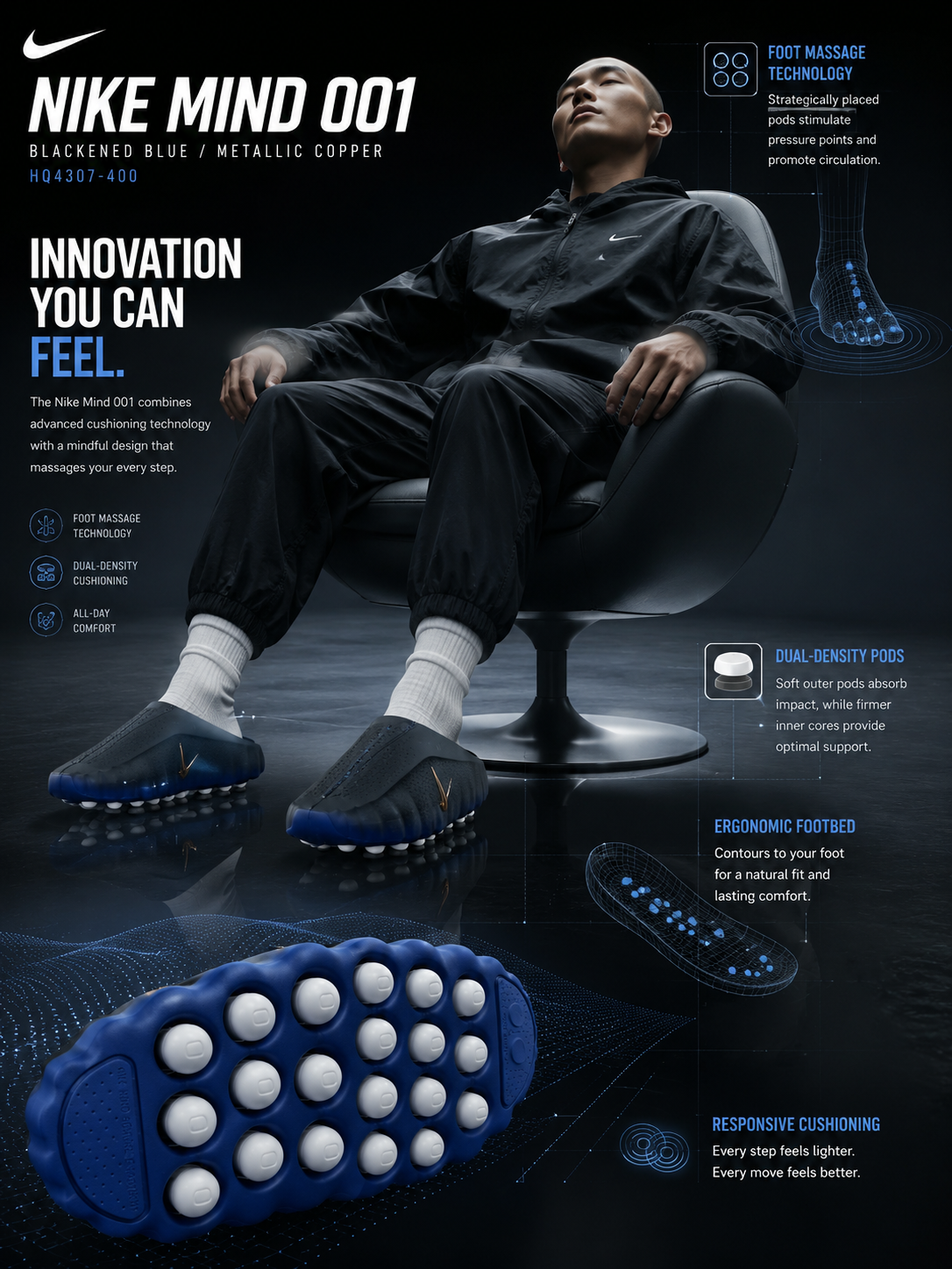 Nike Mind 001 Blackened Blue Metallic Copper HQ4307-400