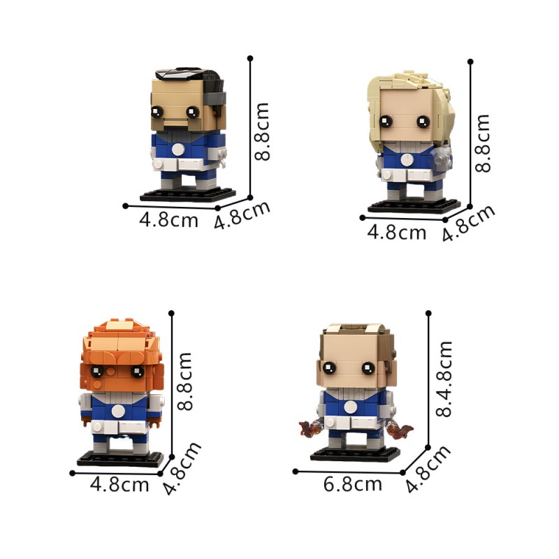 GOBRICKS MOC 245070 The Fantastic Four: First Steps Brickheadz - YWOBB