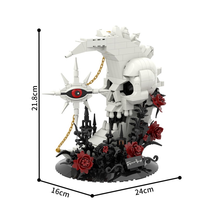 GOBRICKS MOC S1090 Skull moon and stars - YWOBB