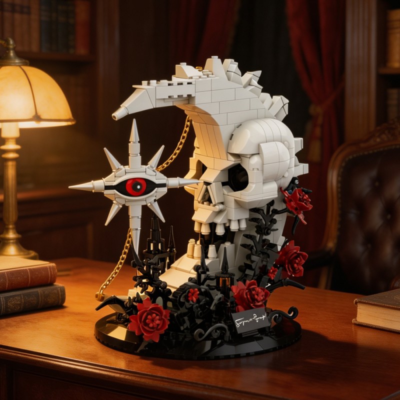 GOBRICKS MOC S1090 Skull moon and stars - YWOBB