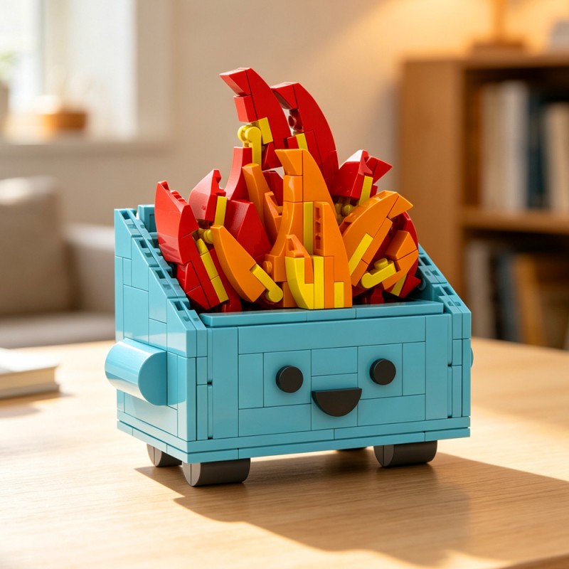 GOBRICKS MOC S1091 Dumpster Fire - YWOBB
