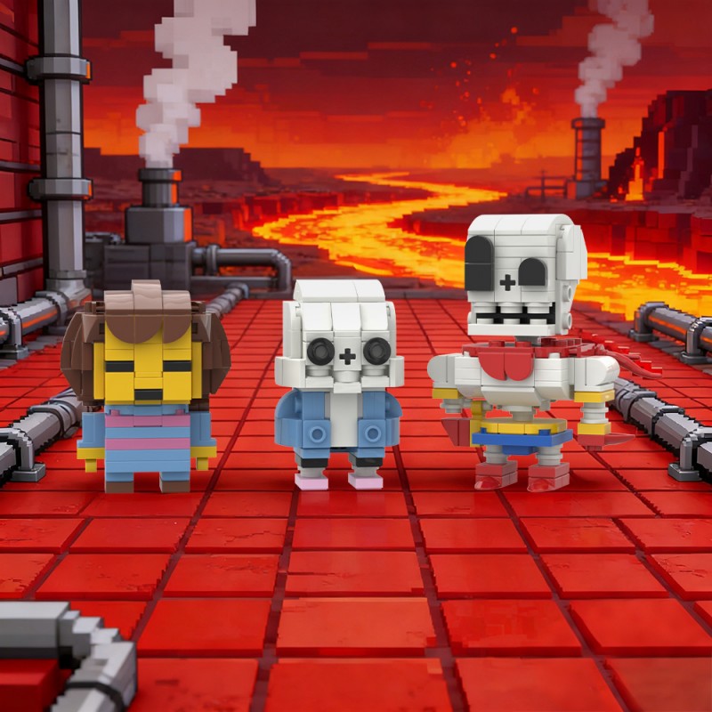 GOBRICKS MOC 235780 Undertale Frisk ,Sans & Papyrus Brickheadz - YWOBB