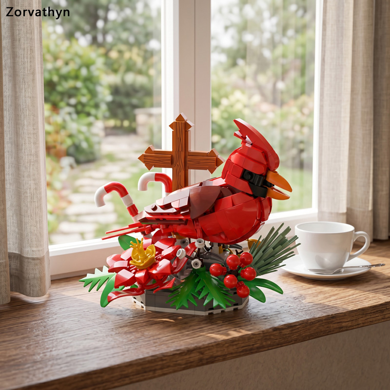 GOBRICKS MOC S1029 northern cardinal - YWOBB