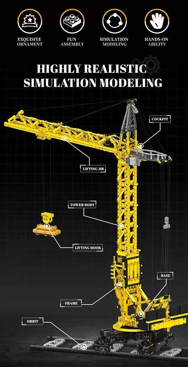 Small Angle JD149 Electric Remote Controlled Tower Crane Device - YWOBB