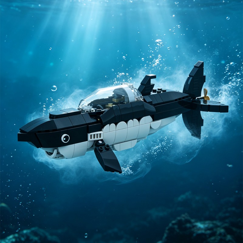GOBRICKS MOC S1100 Tintin's Shark Submarine - YWOBB