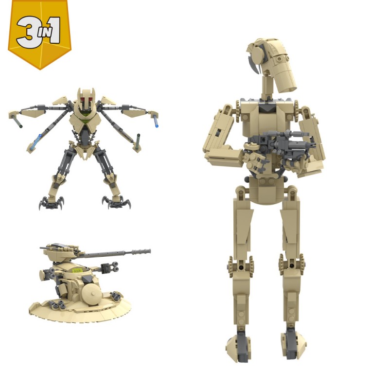 GOBRICKS MOC S1093 Star Plan General Grievous & AAT Tank & B1 Battle Droid 3 in 1 - YWOBB