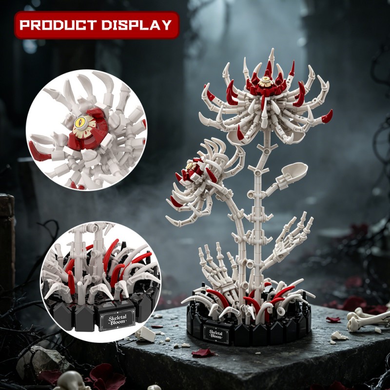 GOBRICKS MOC S1074 White Bone Flower - YWOBB