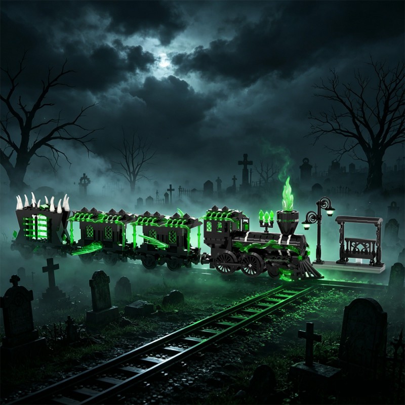 GOBRICKS MOC S1027 Small Haunted Ghost Train - YWOBB