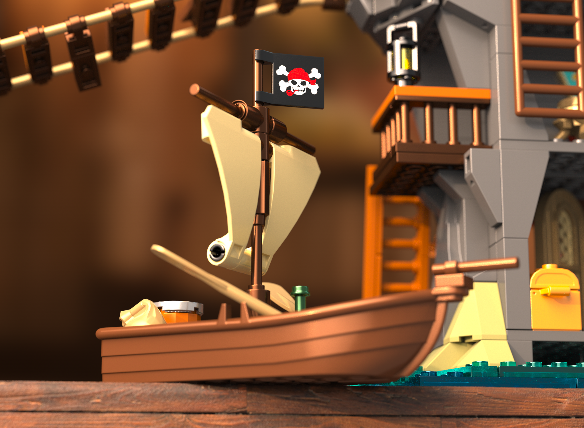 Iambrick 31112 Cliffside Broken Mast Cabin - YWOBB