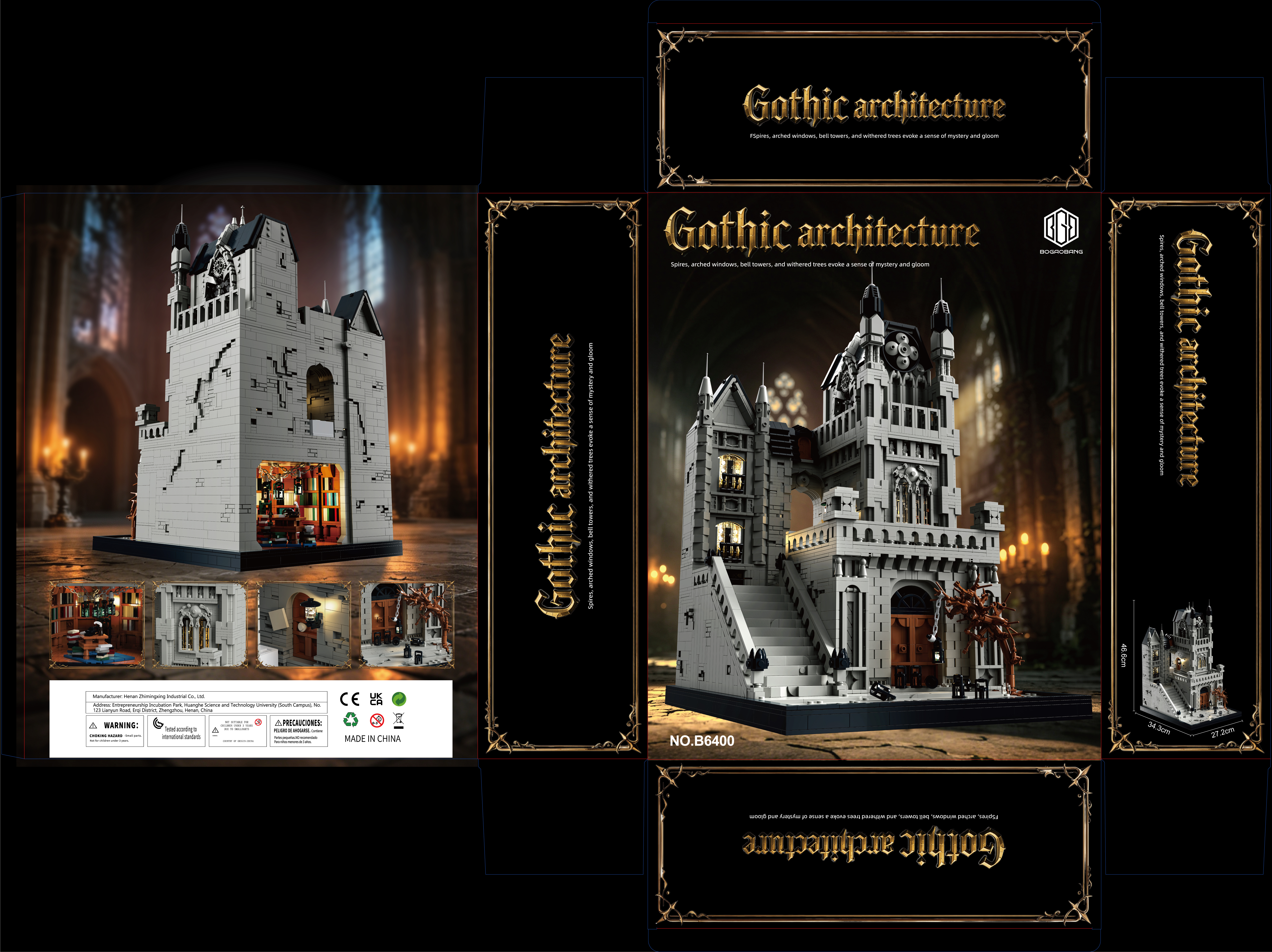 BOGAOBANG B6400 Gothic Architecture with lights OVP US Warehouse Version - YWOBB