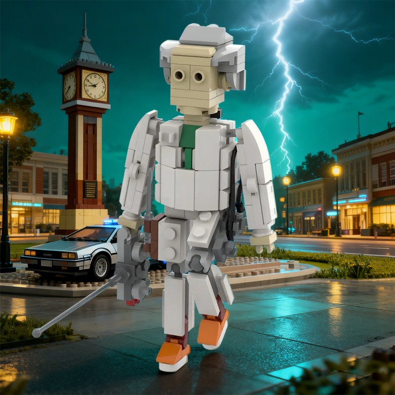 GOBRICKS MOC 211181 Doc Emmett Brown with RC Back to the future - YWOBB