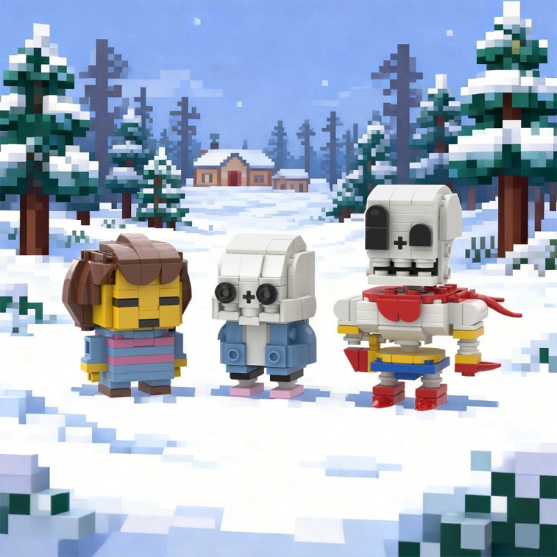 GOBRICKS MOC 235780 Undertale Frisk ,Sans & Papyrus Brickheadz - YWOBB