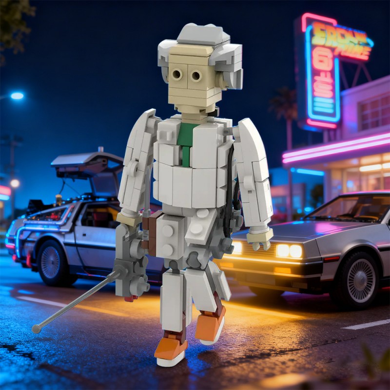 GOBRICKS MOC 211181 Doc Emmett Brown with RC Back to the future - YWOBB