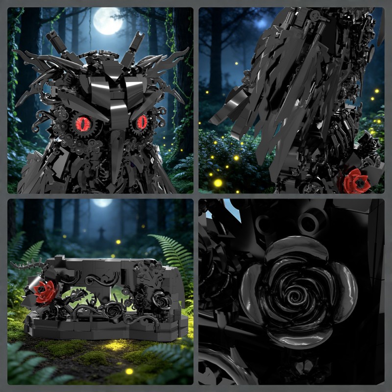 GOBRICKS MOC S0124 Obsidian Rose Vigilant owl - YWOBB