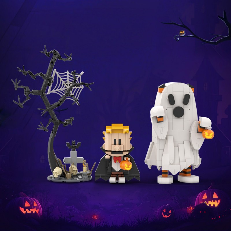 GOBRICKS MOC S1081 Halloween Calvin and Hobbes - YWOBB
