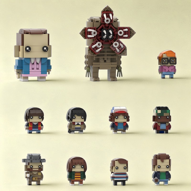 GOBRICKS MOC 116926 Stranger Things Brickheadz Collection - YWOBB