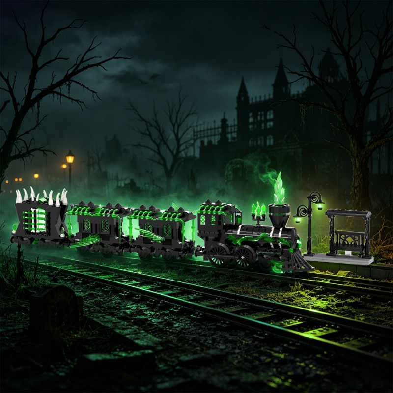 GOBRICKS MOC S1027 Small Haunted Ghost Train - YWOBB