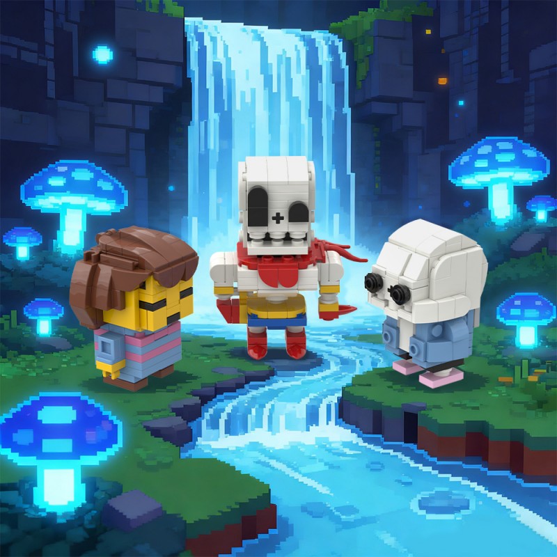 GOBRICKS MOC 235780 Undertale Frisk ,Sans & Papyrus Brickheadz - YWOBB