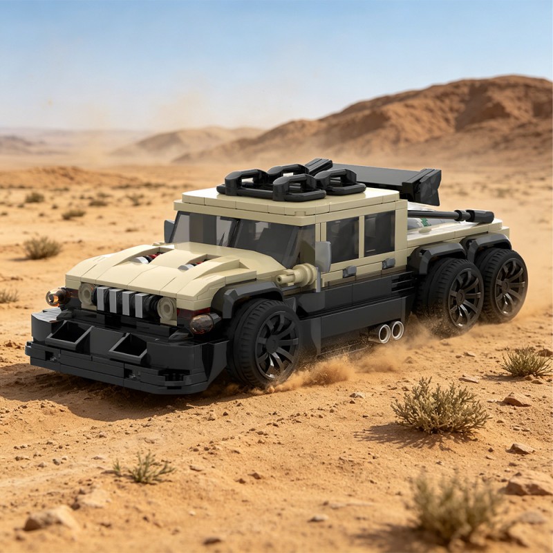 GOBRICKS MOC 240869 2009 AM General Humvee Custom 6x6 - YWOBB