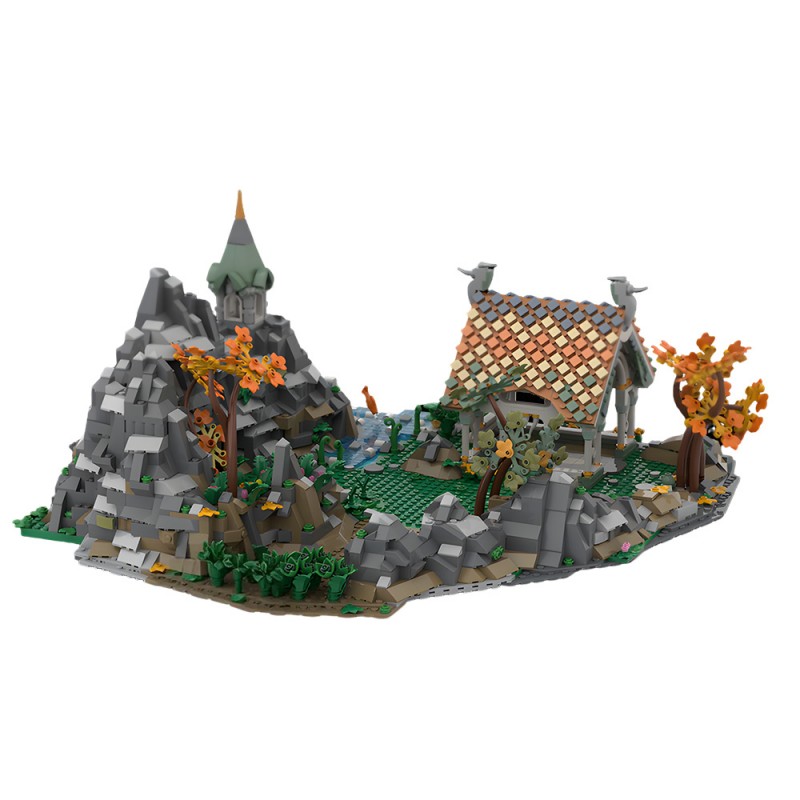 GOBRICKS MOC 246829 The Lord of the Rings Rivendell Mountain pasture with stables - YWOBB