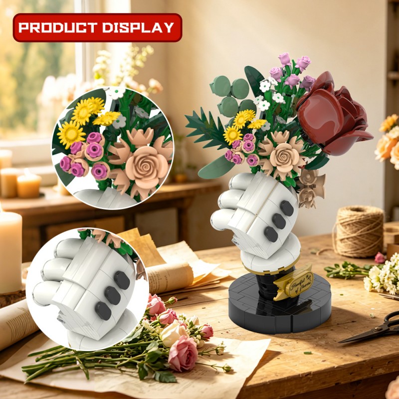 GOBRICKS MOC S1092 shaped bouquet - YWOBB