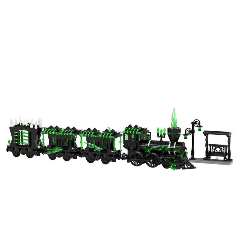 GOBRICKS MOC S1027 Small Haunted Ghost Train - YWOBB