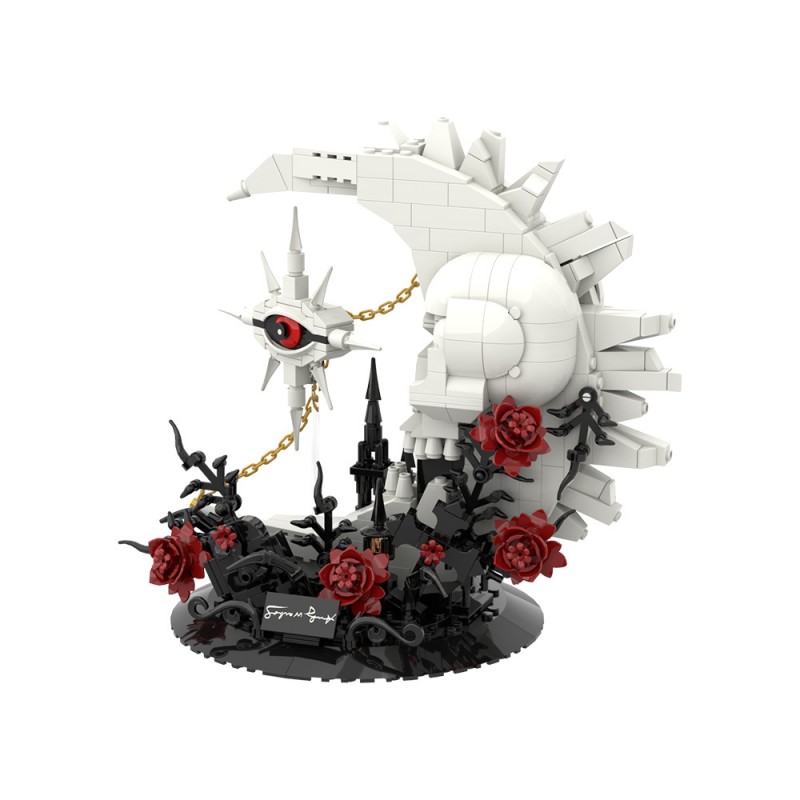GOBRICKS MOC S1090 Skull moon and stars - YWOBB
