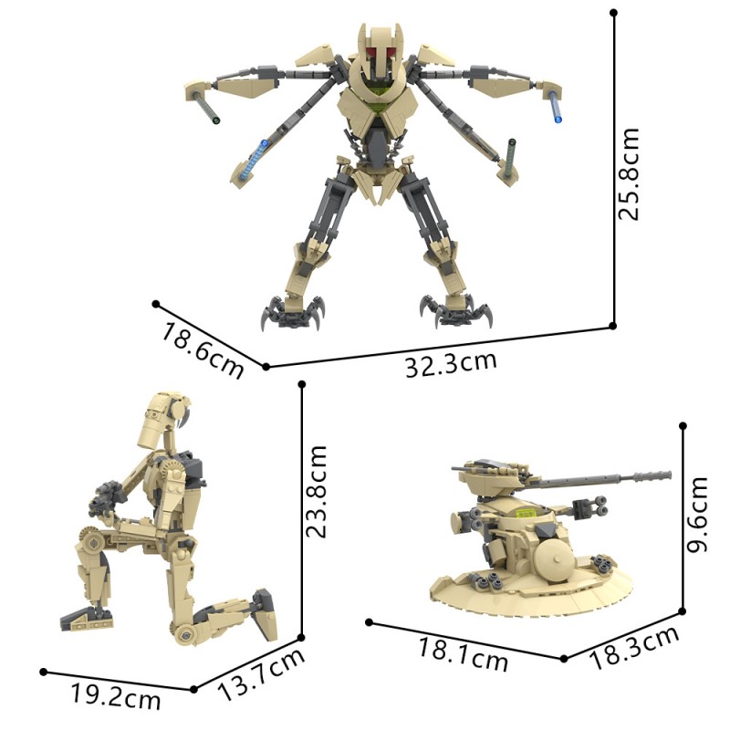 GOBRICKS MOC S1093 Star Plan General Grievous & AAT Tank & B1 Battle Droid 3 in 1 - YWOBB