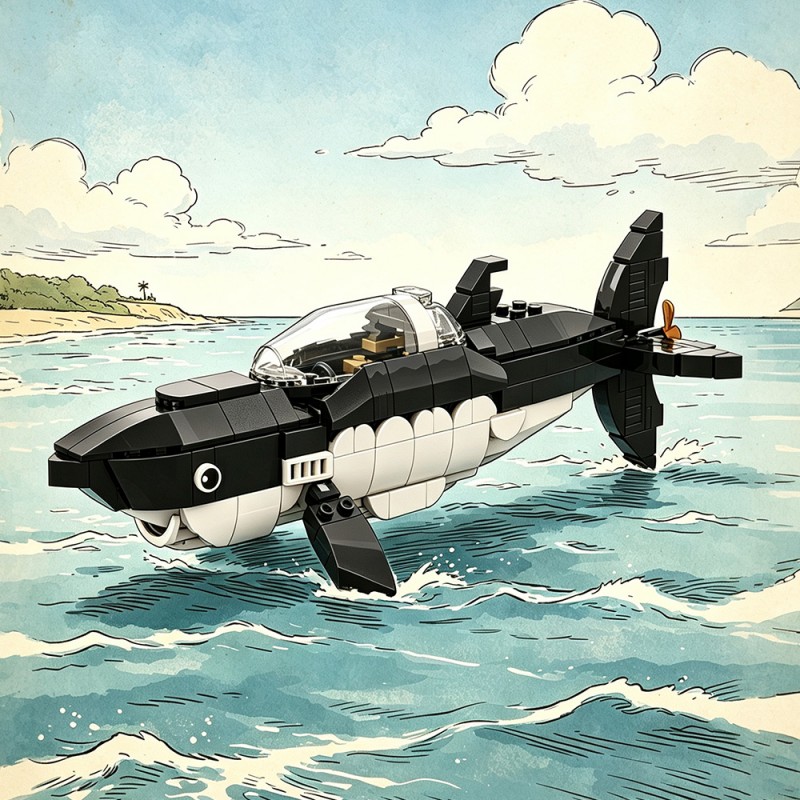 GOBRICKS MOC S1100 Tintin's Shark Submarine - YWOBB