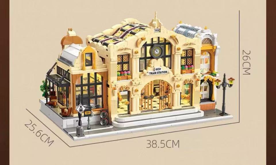 JIE STAR JJ89140 Vintage Steam Railway Station Includie Lights - YWOBB