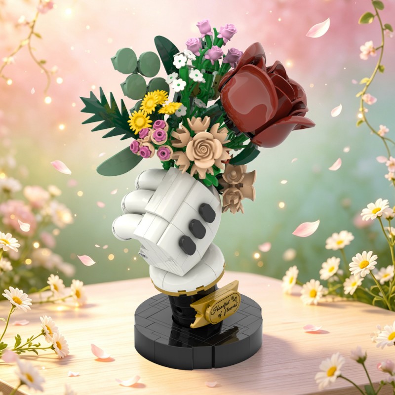 GOBRICKS MOC S1092 shaped bouquet - YWOBB