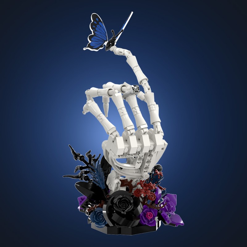 GOBRICKS MOC S1038 Nether Butterfly Bone Dark Night Rose - YWOBB