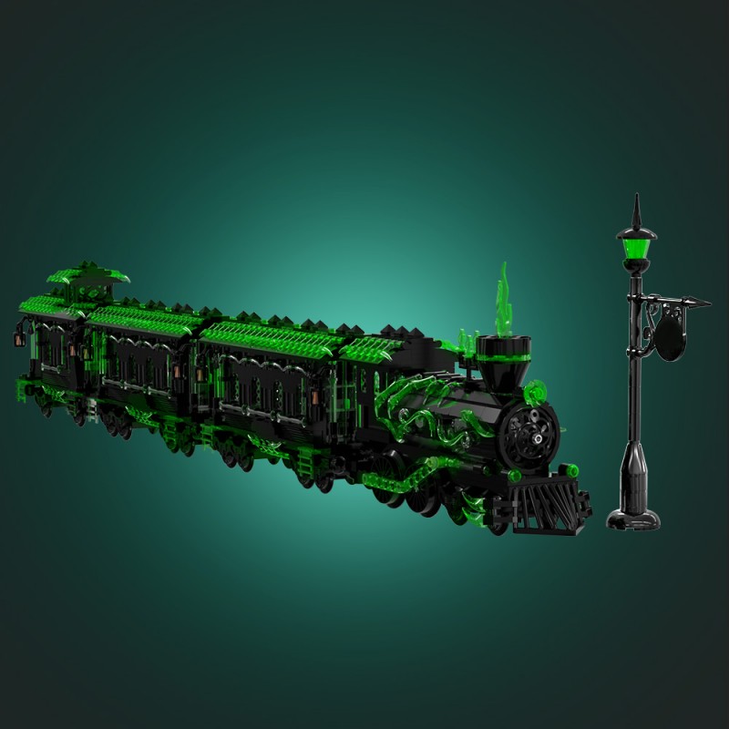GOBRICKS MOC S1026 Large Haunted Ghost Train - YWOBB
