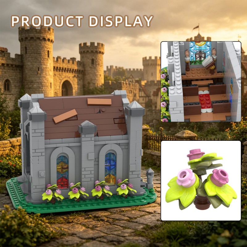 GOBRICKS MOC 247441 Small medieval chapel - YWOBB