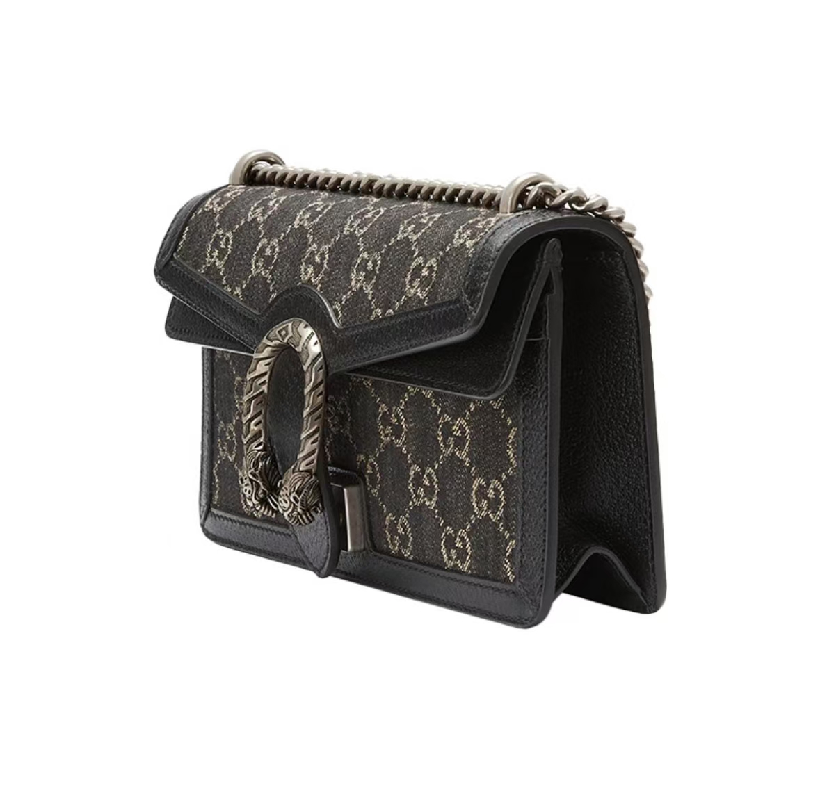 GUCCI DIONYSUS DENIM CHAIN BAG in Black Denim)