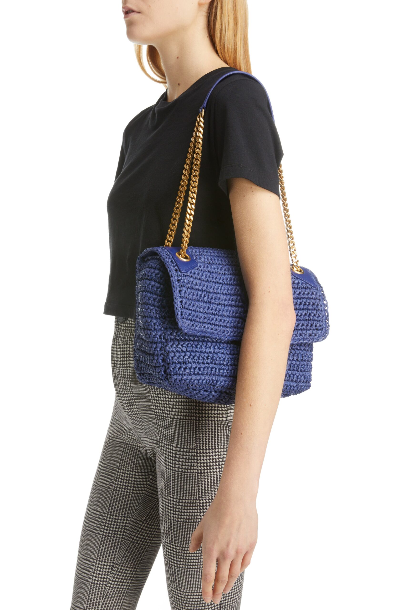 YSL Niki Baby Chain Bag in Raffia and Leather