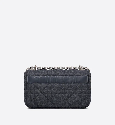MEDIUM DIOR CARO BAG Navy Blue Macrocannage Felt