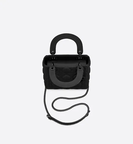 MINI LADY DIOR BAG Black Ultramatte Cannage Calfskin