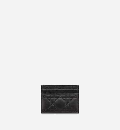 DIOR CARO FIVE-SLOT CARD HOLDER Black Supple Cannage Calfskin