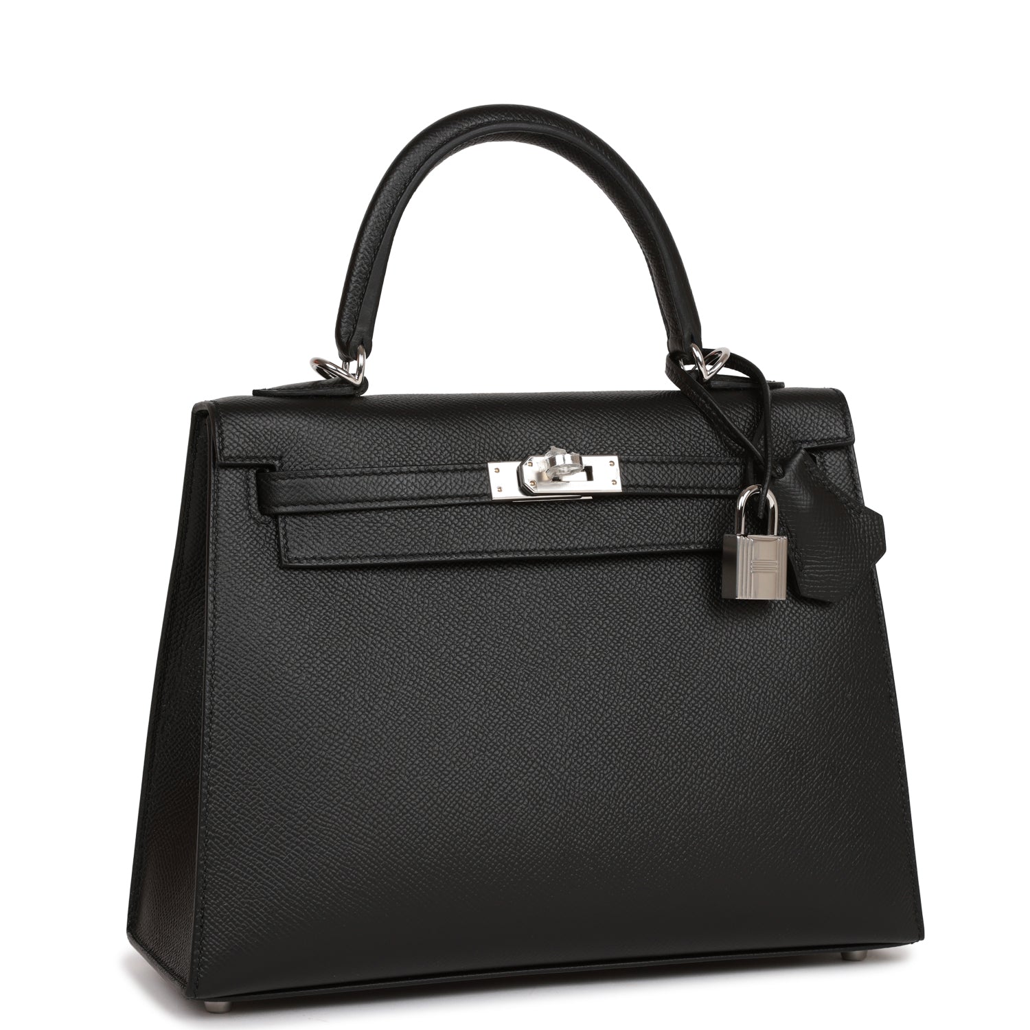 Hermès Kelly Sellier 25 Black Epsom Palladium Hardware
