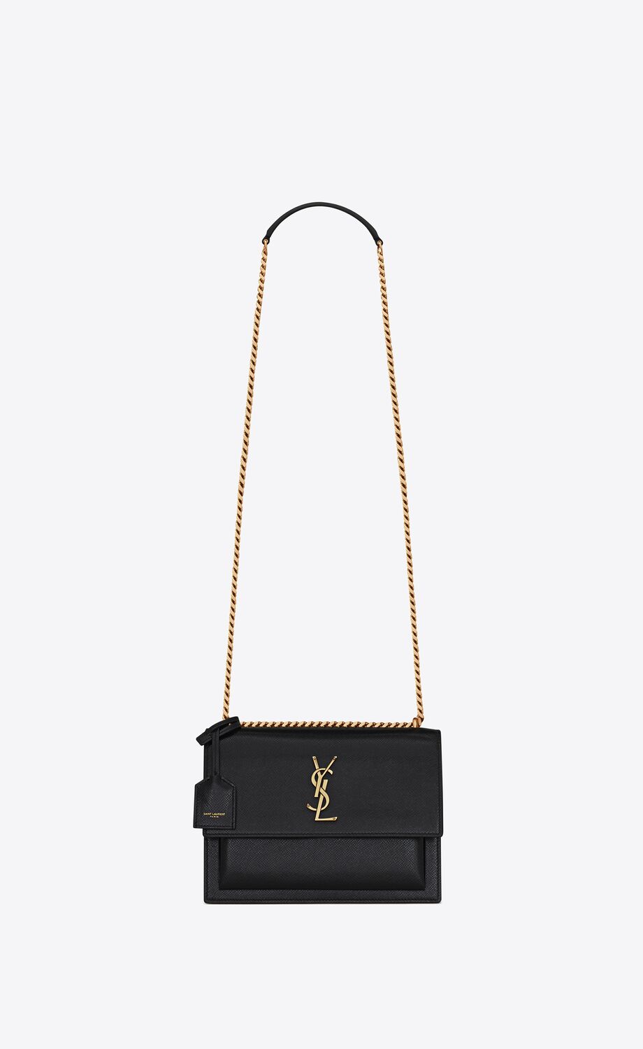 YSL Sunset Medium Chain Bag In Coated Bark Leather