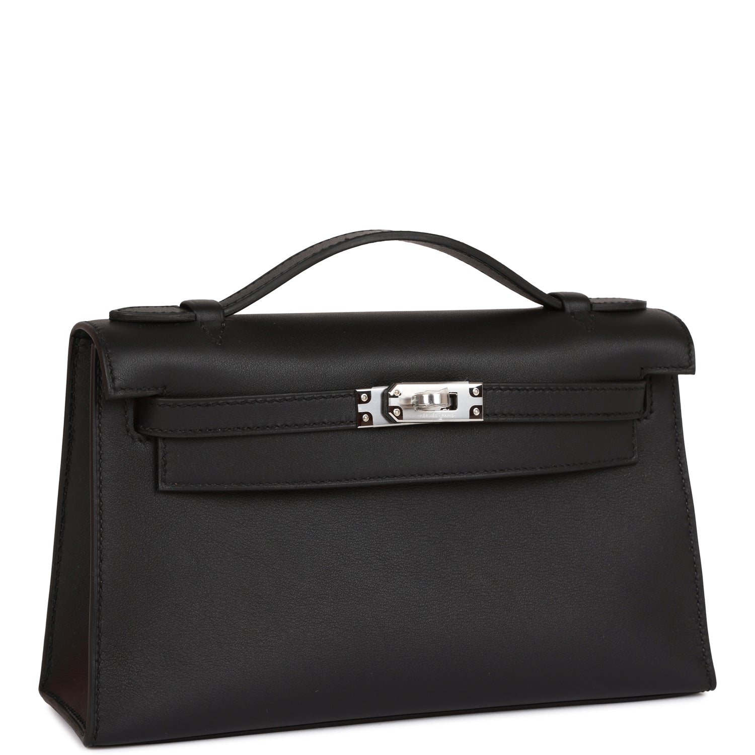 Hermès Kelly Pochette Black Swift Palladium Hardware